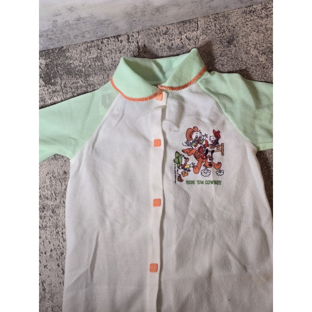 Vtg 80s Lullaby Land Disney Newborn Footed Pajamas Huey Dewey & Louie Duck Pluto